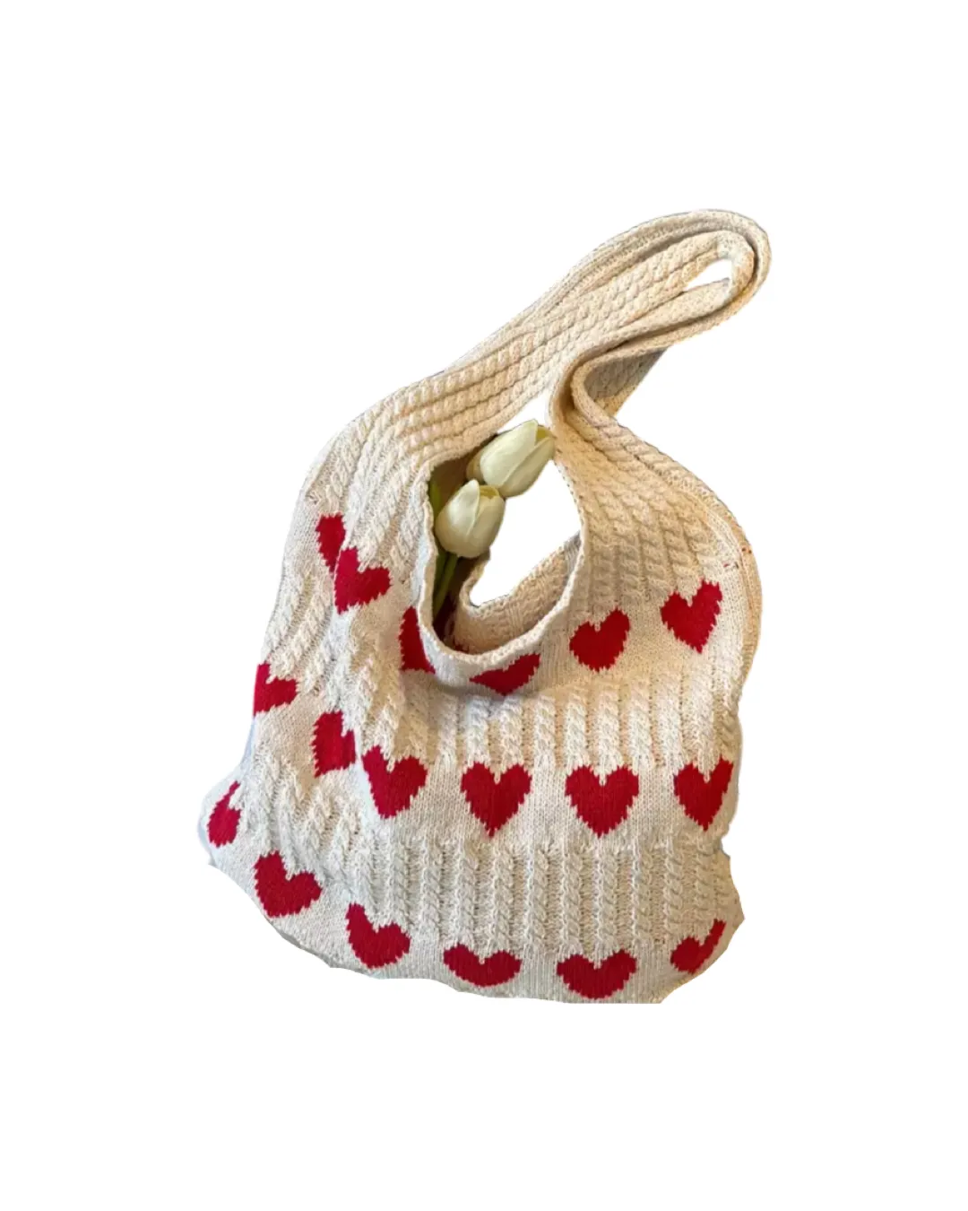 Heart Knitted Tote Bag