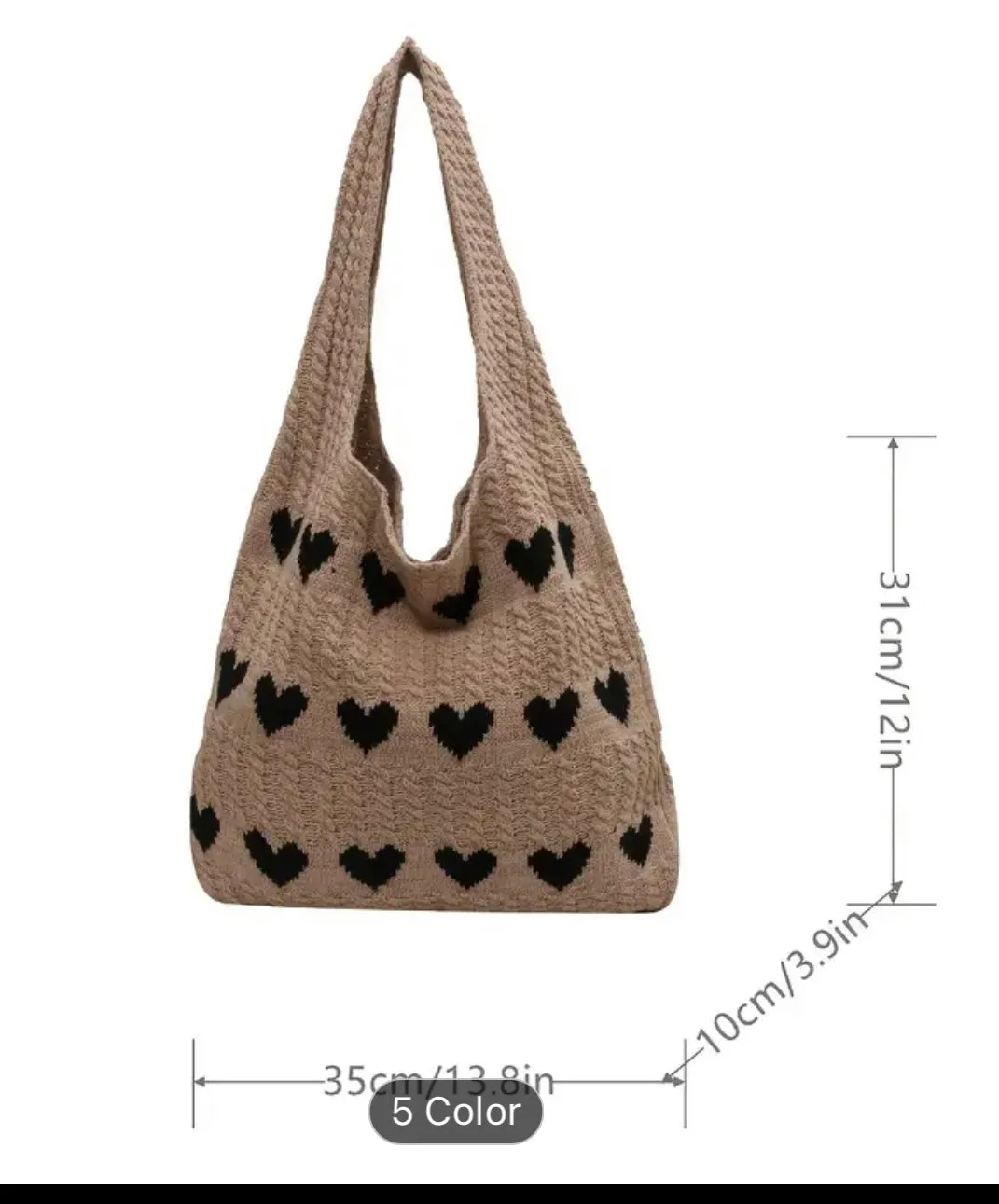 Heart Knitted Tote Bag