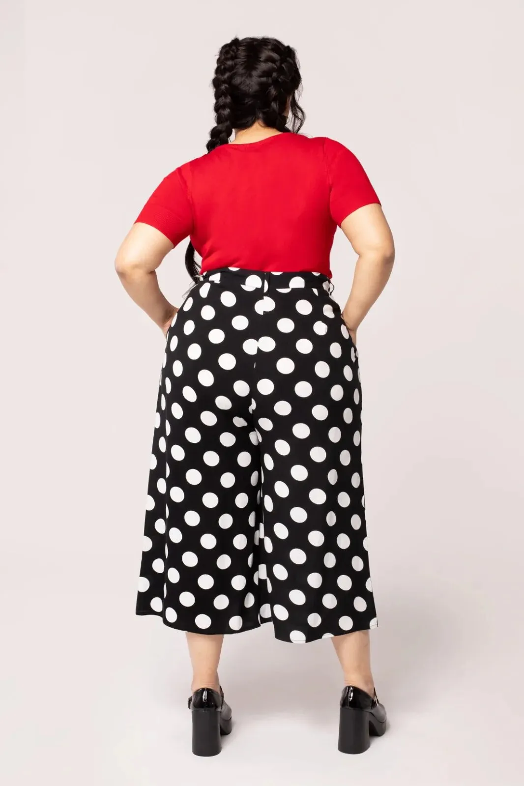 Hell Bunny Dolores Polkadot 40's Palazzo Trousers Black