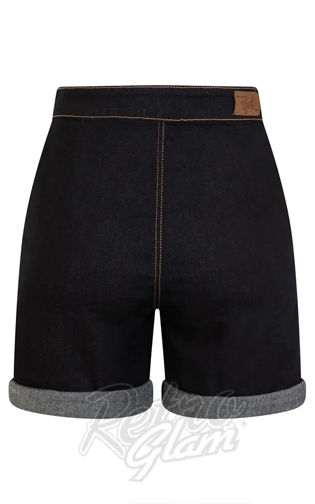 Hell Bunny Yaz Navy Dark Denim Shorts