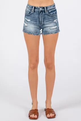 High Rise Medium Denim Jean Shorts