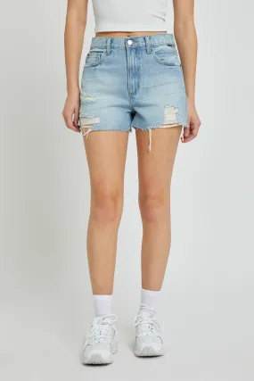 High Rise Mom Shorts With Straight Cut Hem