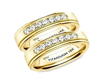 His and Hers Classic Gold Titanium Wedding Engagement Band - 05AB04