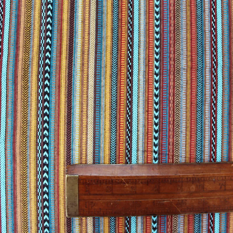 Indian Cotton Colourwoven Stripe - A Quiver of Arrows - Yellow and Teal