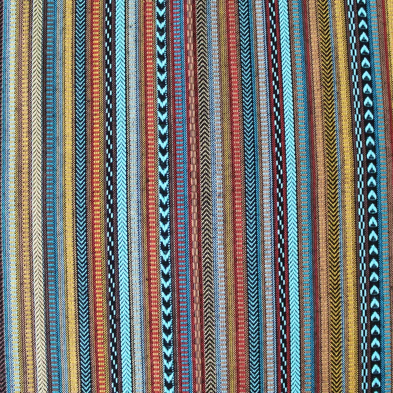 Indian Cotton Colourwoven Stripe - A Quiver of Arrows - Yellow and Teal