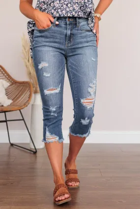 Judy Blue Mid-Rise Capris- Florence Wash