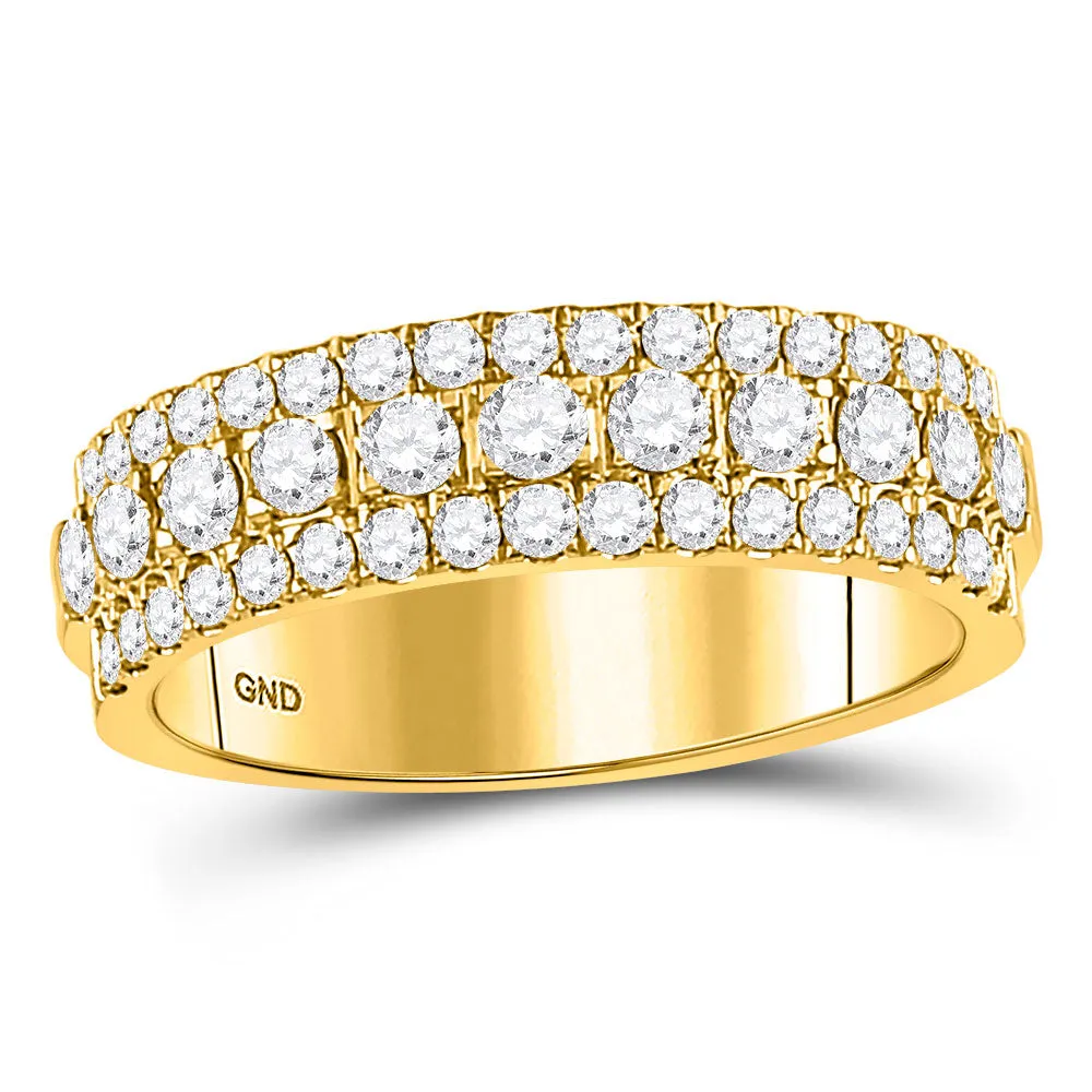 Keene Jewelers 10kt Yellow Gold Womens Round Diamond Triple Row Comfort Wedding Band 1 Cttw