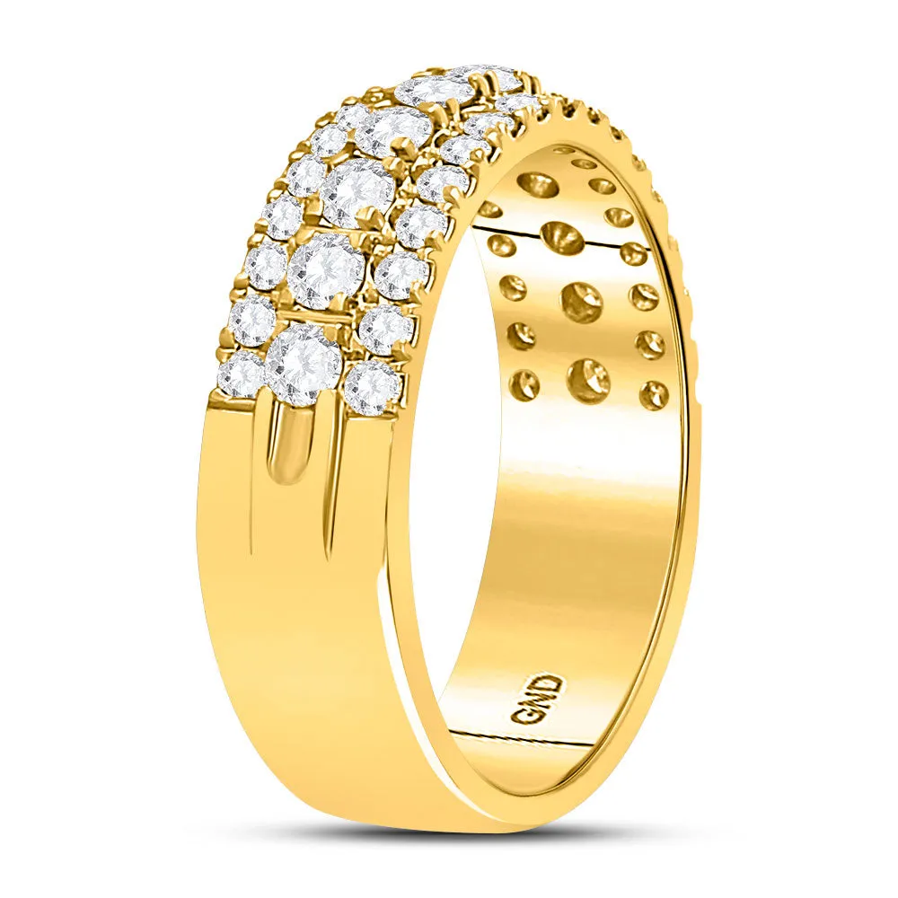 Keene Jewelers 10kt Yellow Gold Womens Round Diamond Triple Row Comfort Wedding Band 1 Cttw