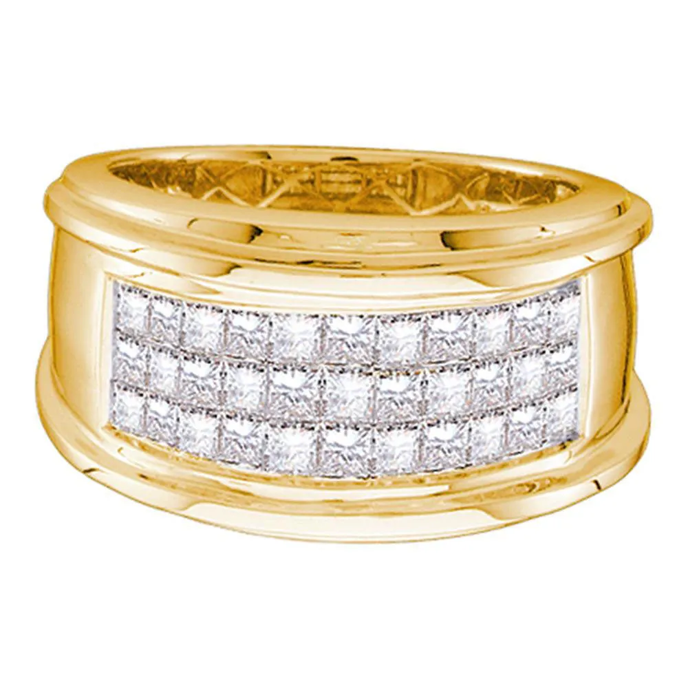 Keene Jewelers 14kt Yellow Gold Mens Princess Diamond Comfort Wedding Anniversary Band Ring 1/2 Cttw