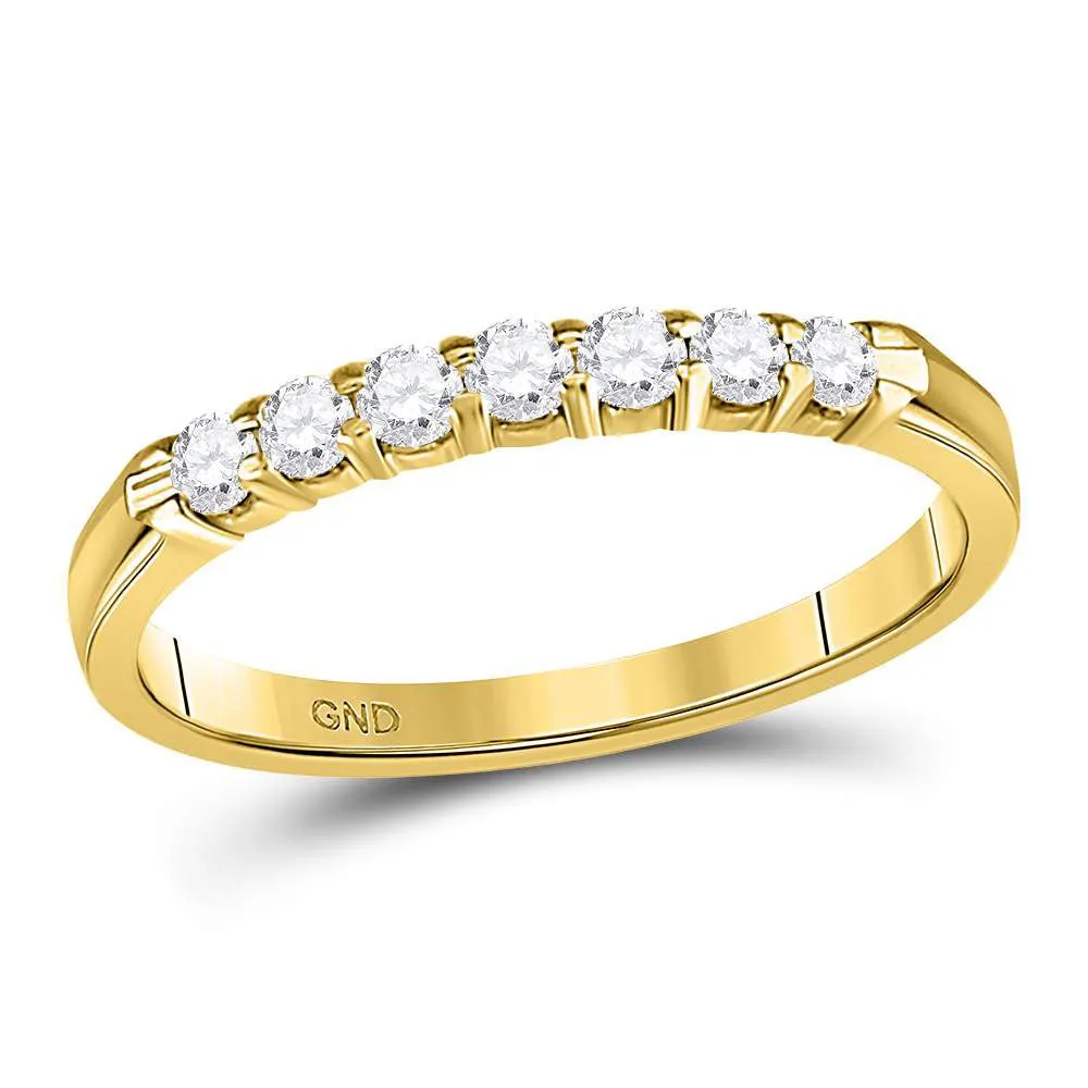 Keene Jewelers 14kt Yellow Gold Womens Round Diamond Single Row Comfort Wedding Band 1/4 Cttw