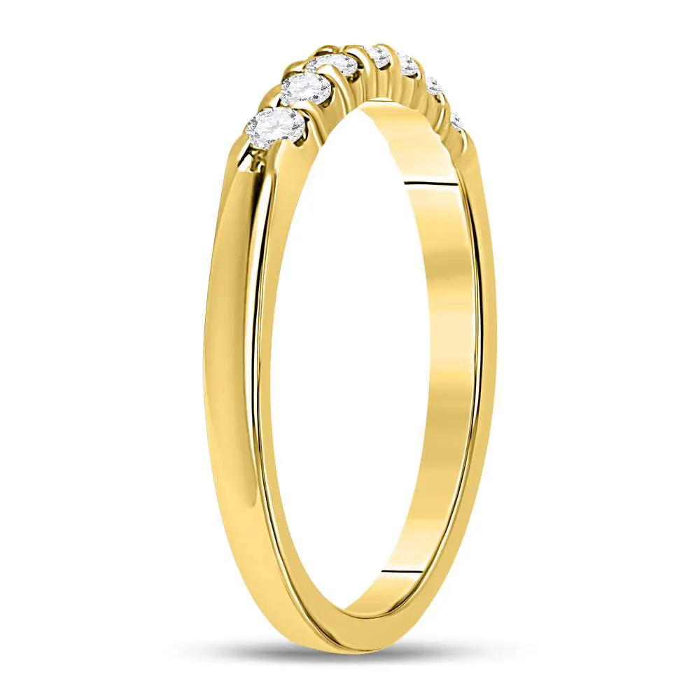 Keene Jewelers 14kt Yellow Gold Womens Round Diamond Single Row Comfort Wedding Band 1/4 Cttw