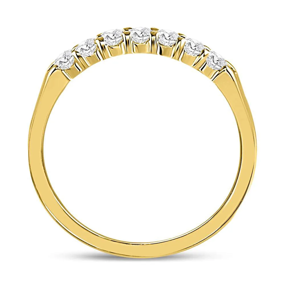 Keene Jewelers 14kt Yellow Gold Womens Round Diamond Single Row Comfort Wedding Band 1/4 Cttw