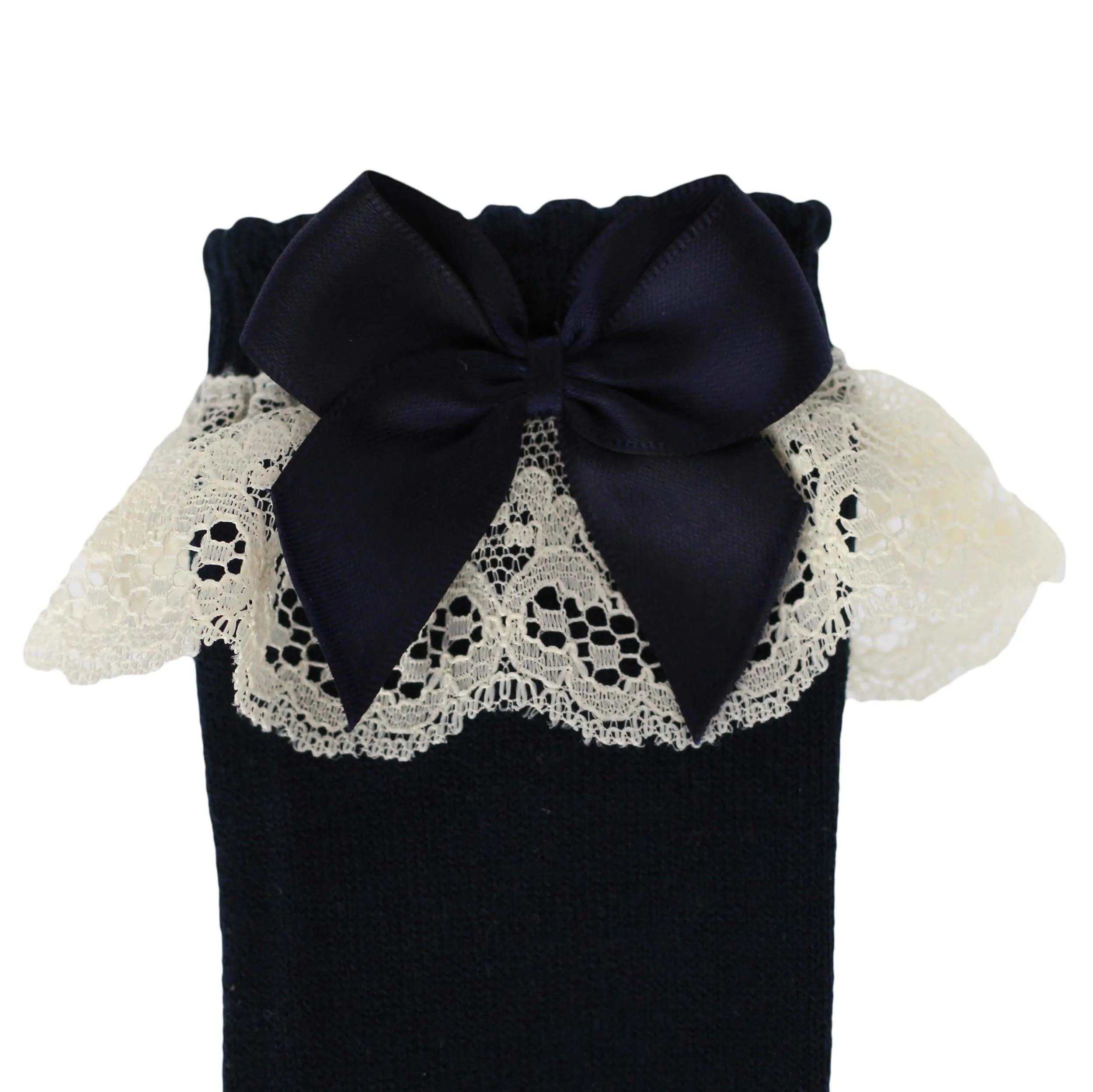 Lace Knee Socks - Navy