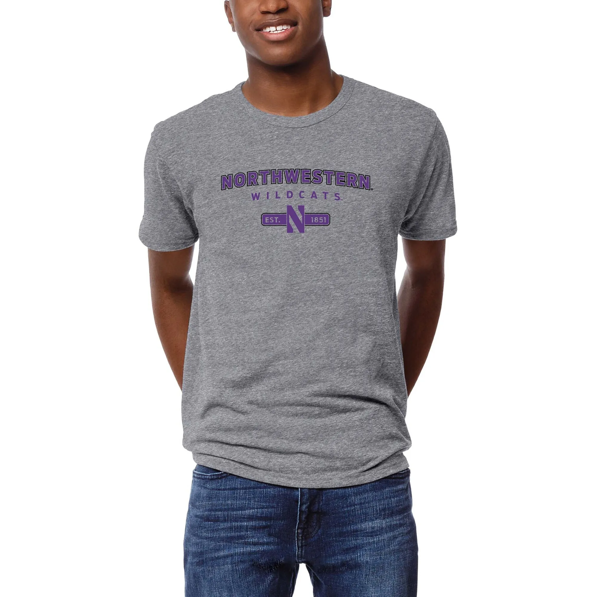 League Collegiate Wear Northwestern Wildcats Heather Gray Victory Falls Tri-Blend T-Shirt