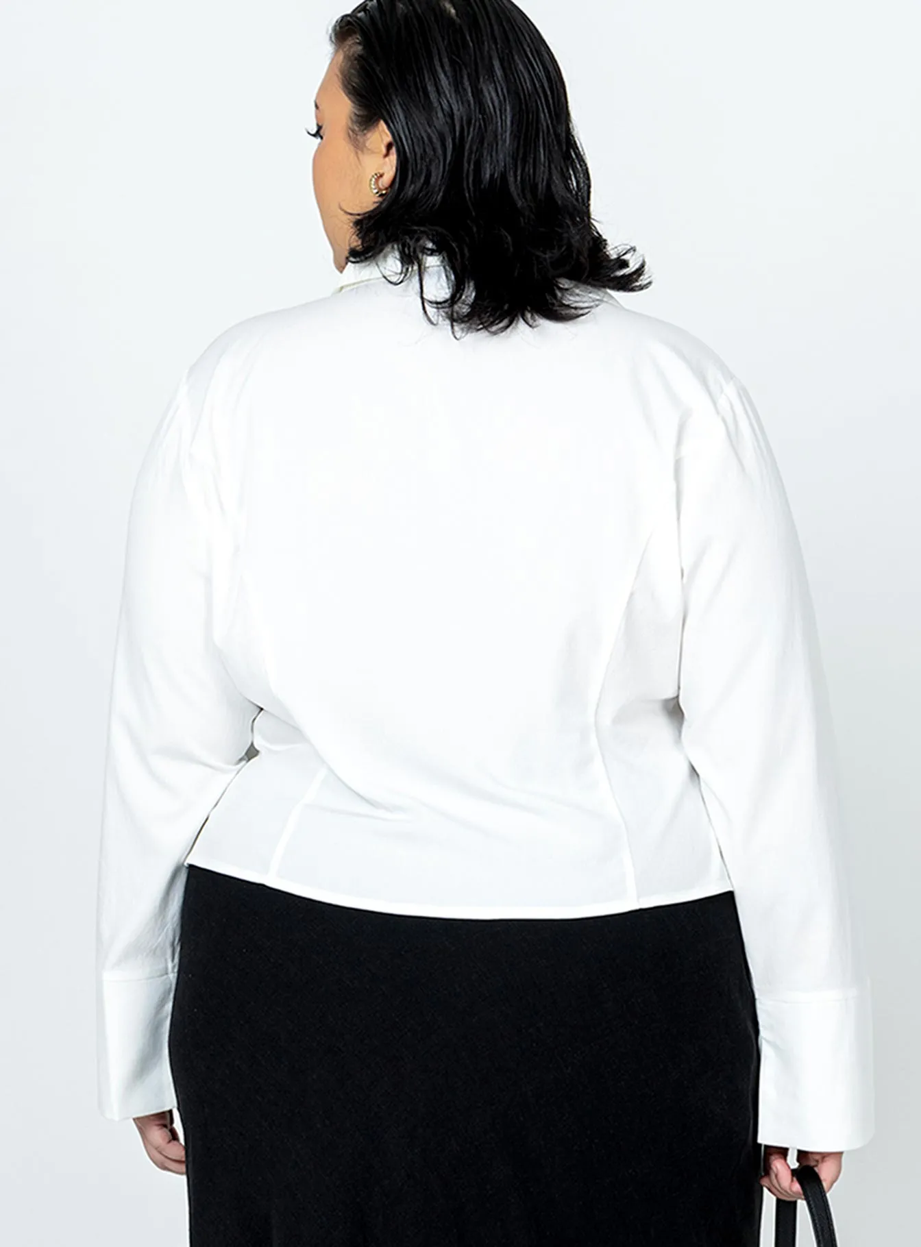 Lida Long Sleeve Top White Curve