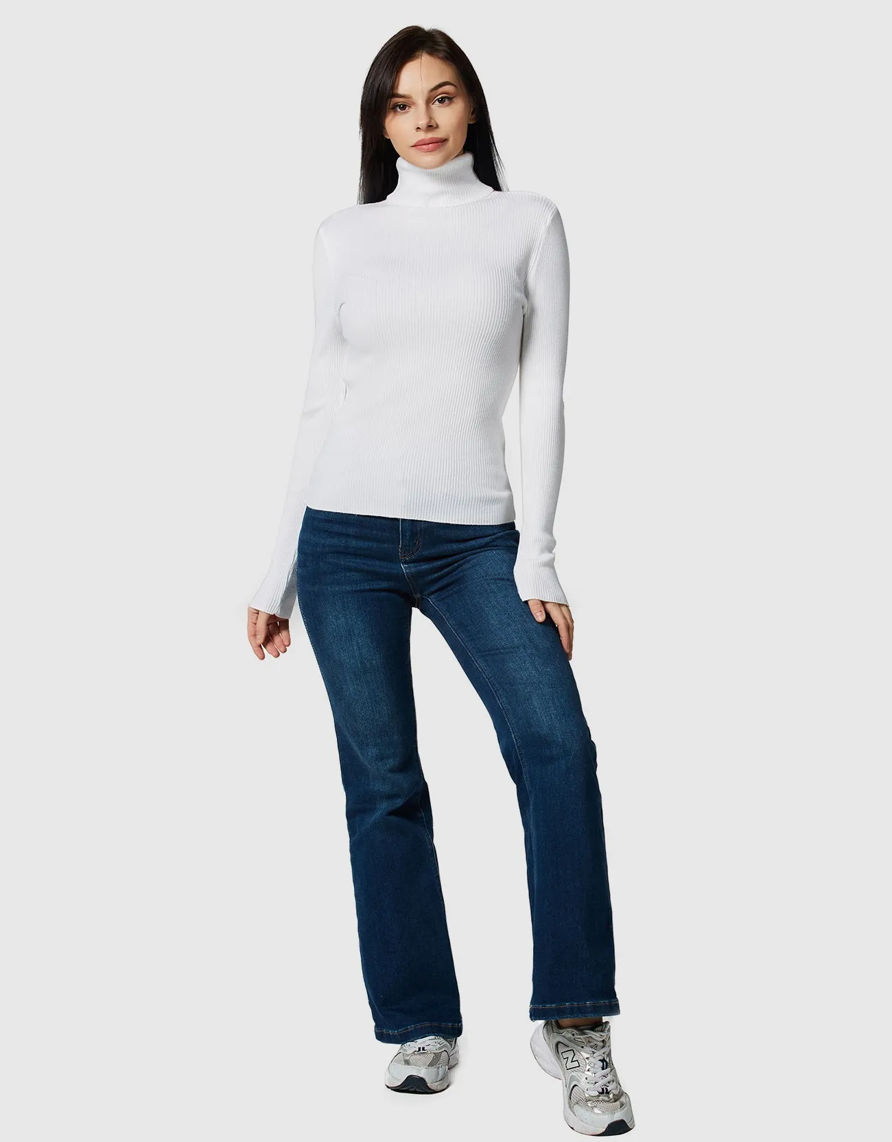 Lightweight Ribbed Turtleneck for Women-Slim Fit