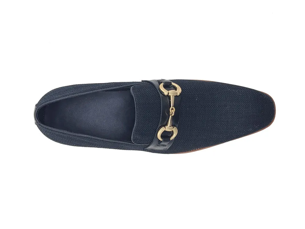 Linen Loafer With Gold Tone Buckle