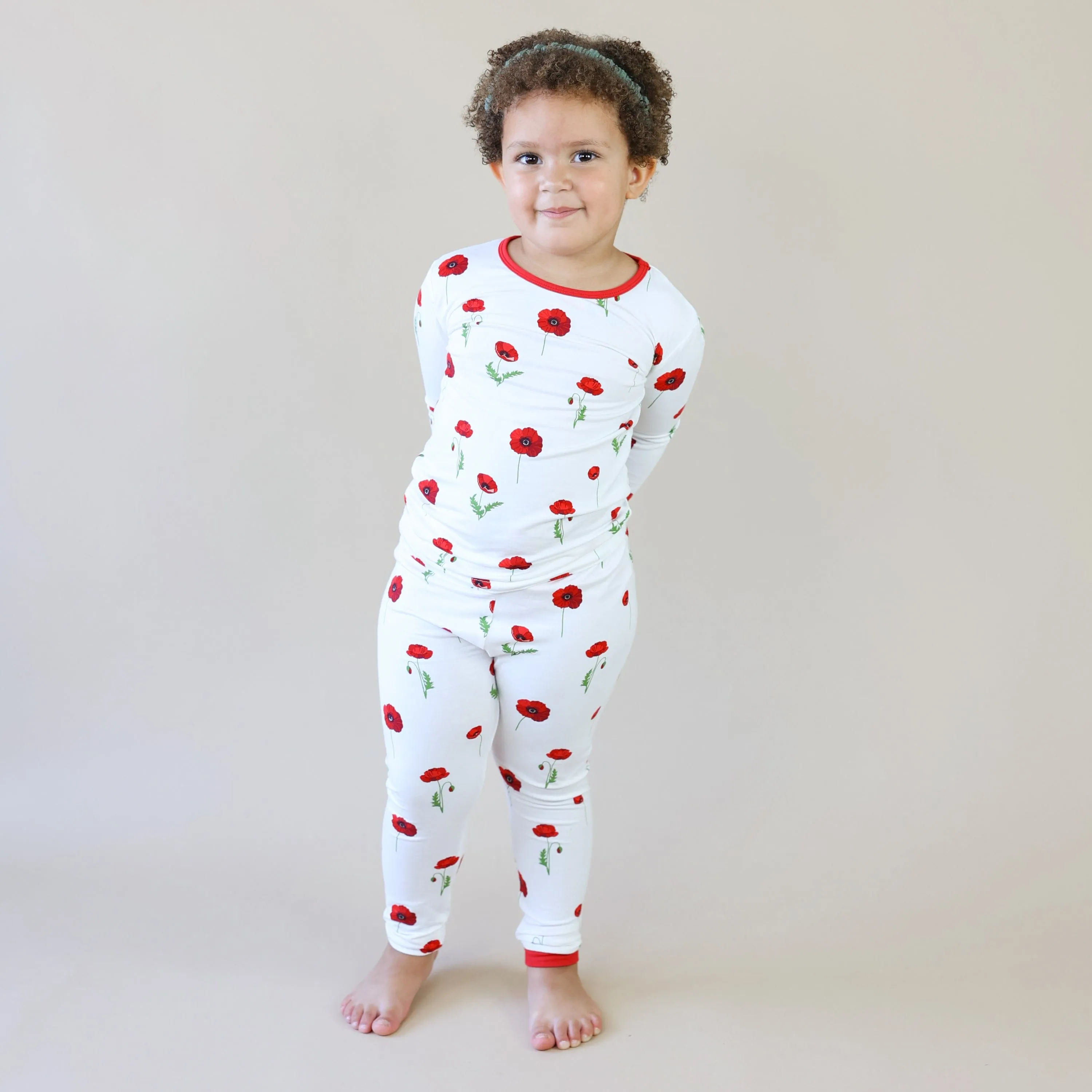 Long Sleeve Pajamas in Cloud Poppies