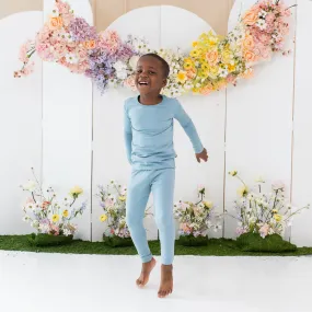 Long Sleeve Pajamas in Dusty Blue