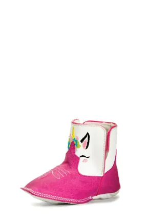 Macie Bean Infant Girls Unicorn Baby Pink Sinsation/White Leather Cowboy Boots