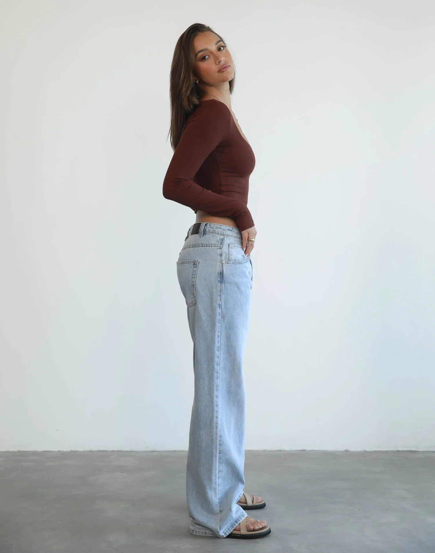 Mendes Long Sleeve Crop Top (Brown)