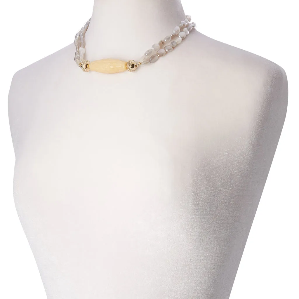 Nancy Cloud Coated Moonstone Double Strand Necklace