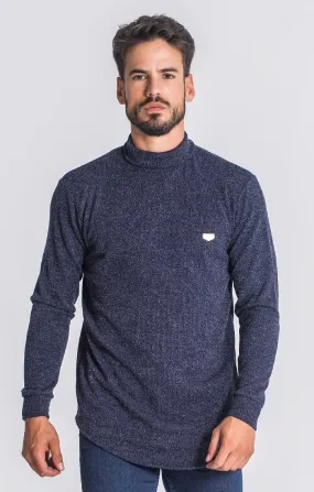 Navy Blue Core Turtleneck Medal Sweater