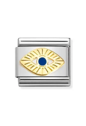 Nomination Composable Classic SYMBOLS DIAMOND-CUT EYE in Steel, Enamel and Bonded Yellow Gold