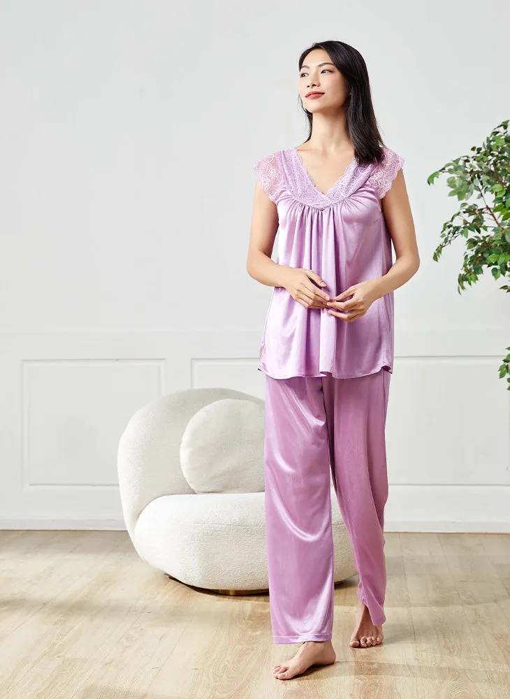 Nylon Long Pant Pajamas Set S35-PA2313