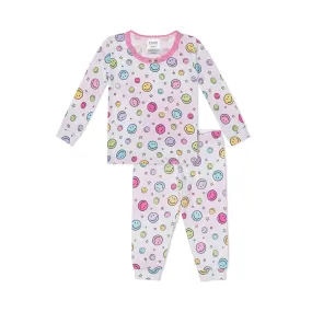 pink happy face 2 pc pajamas