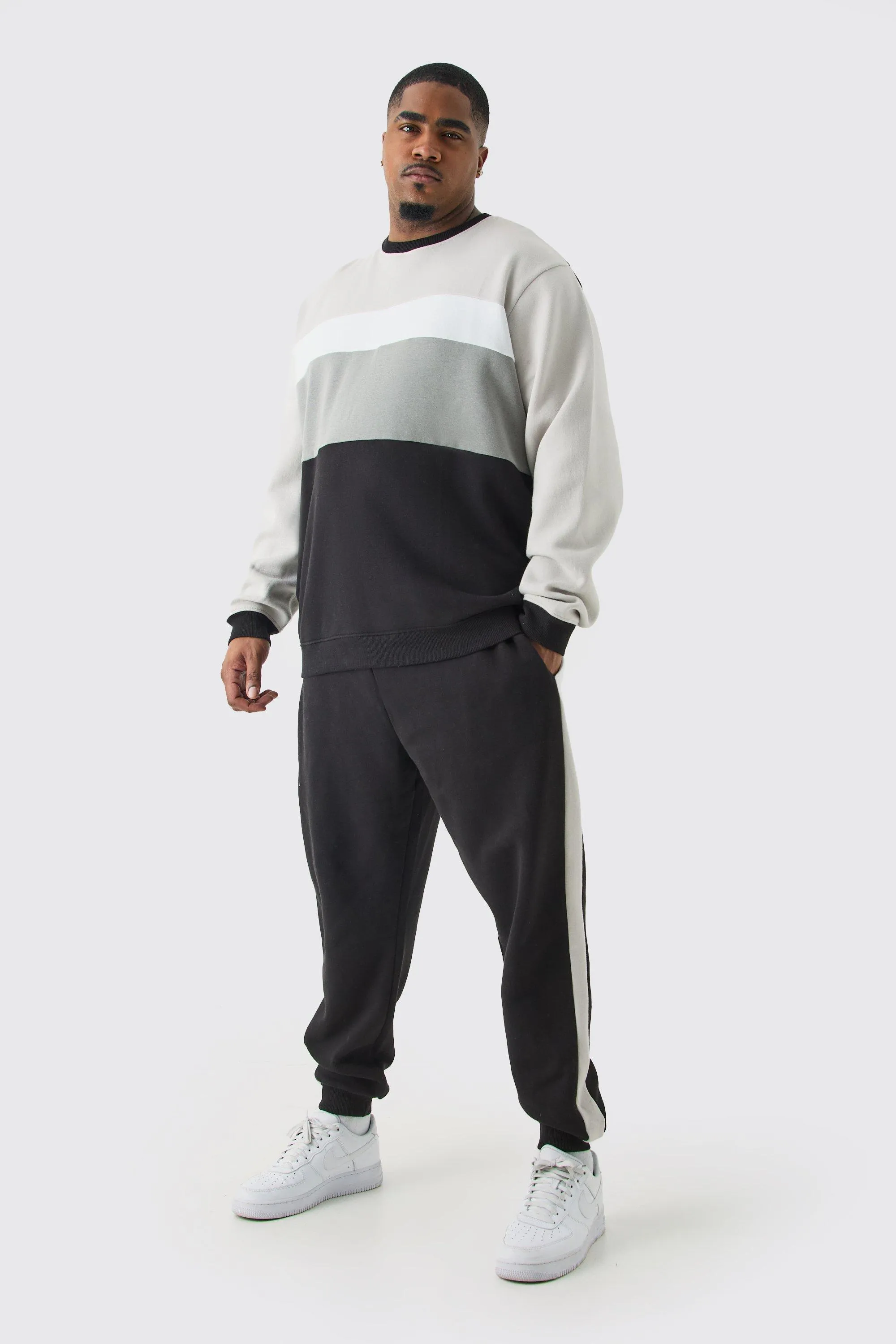 Plus Core Color Block Sweater Tracksuit