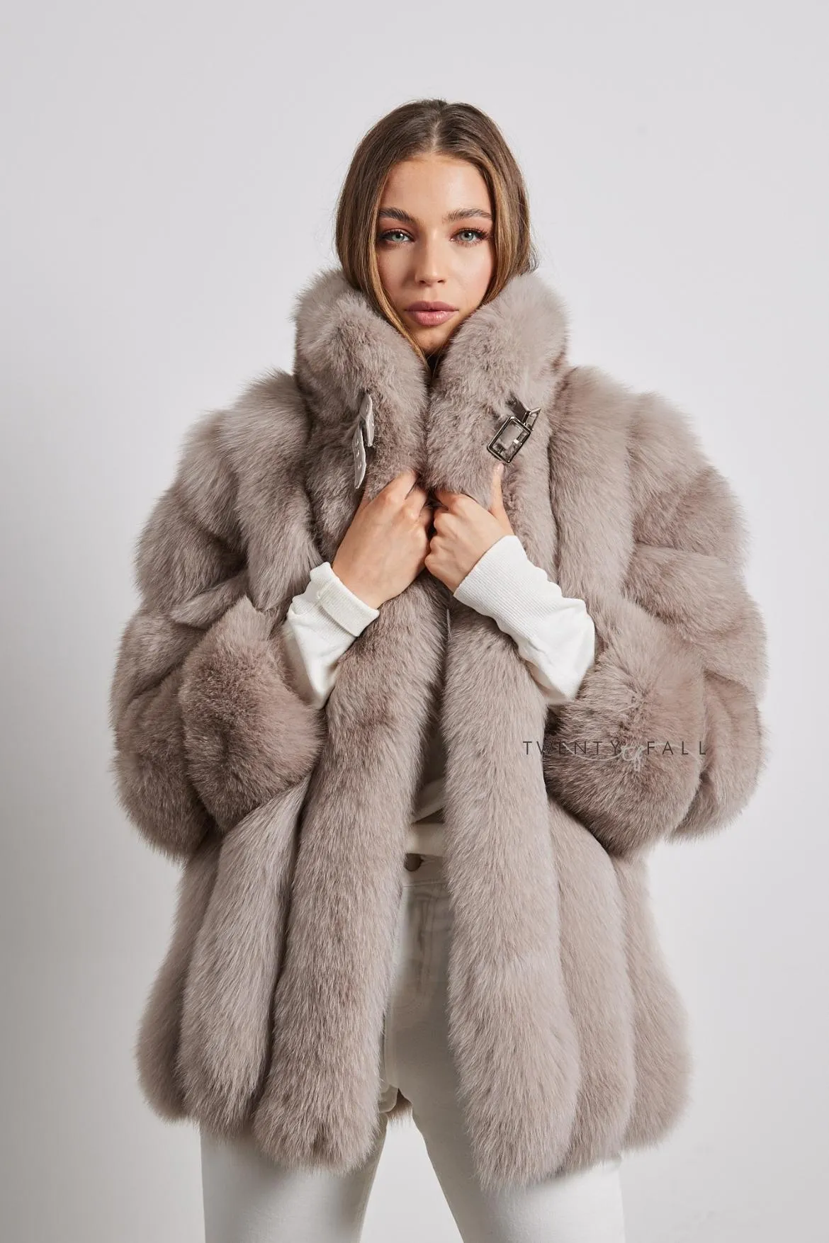 Portia Fox Fur Coat with Collar