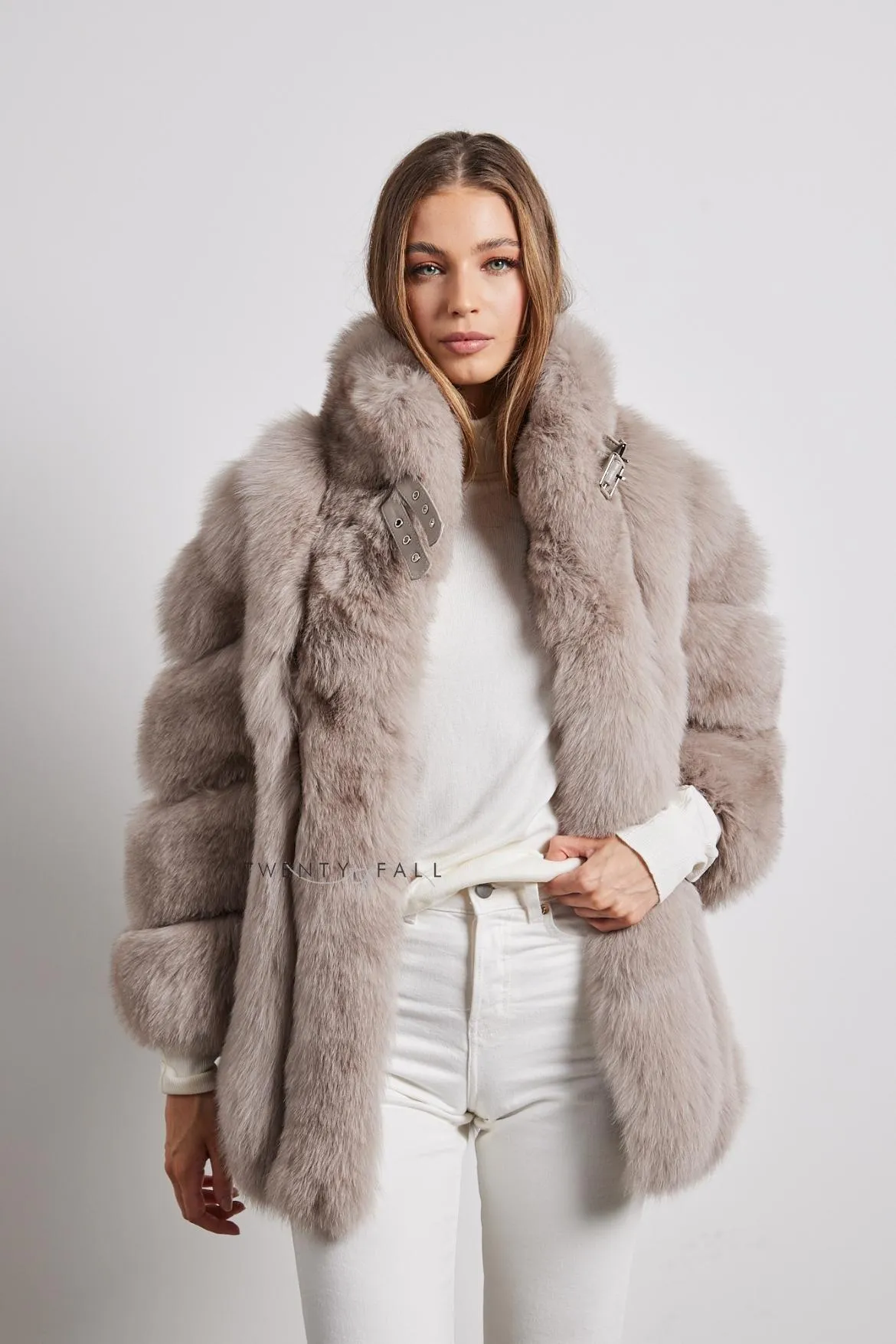 Portia Fox Fur Coat with Collar