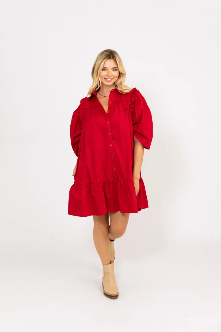 Puff Sleeve Ruffle Dress