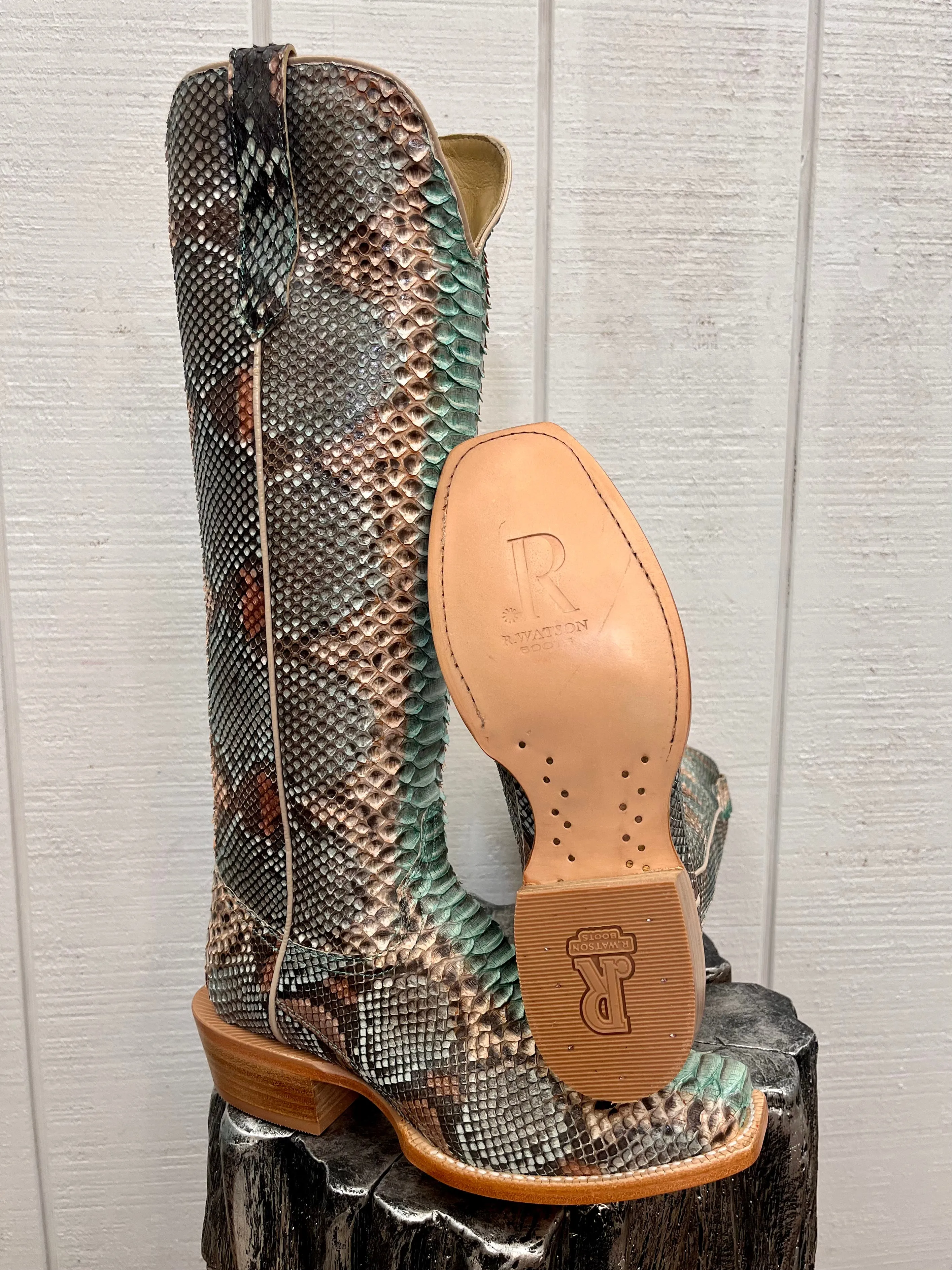 R. Watson Teal & Copper 17 Python Cowgirl Boots RWL7214