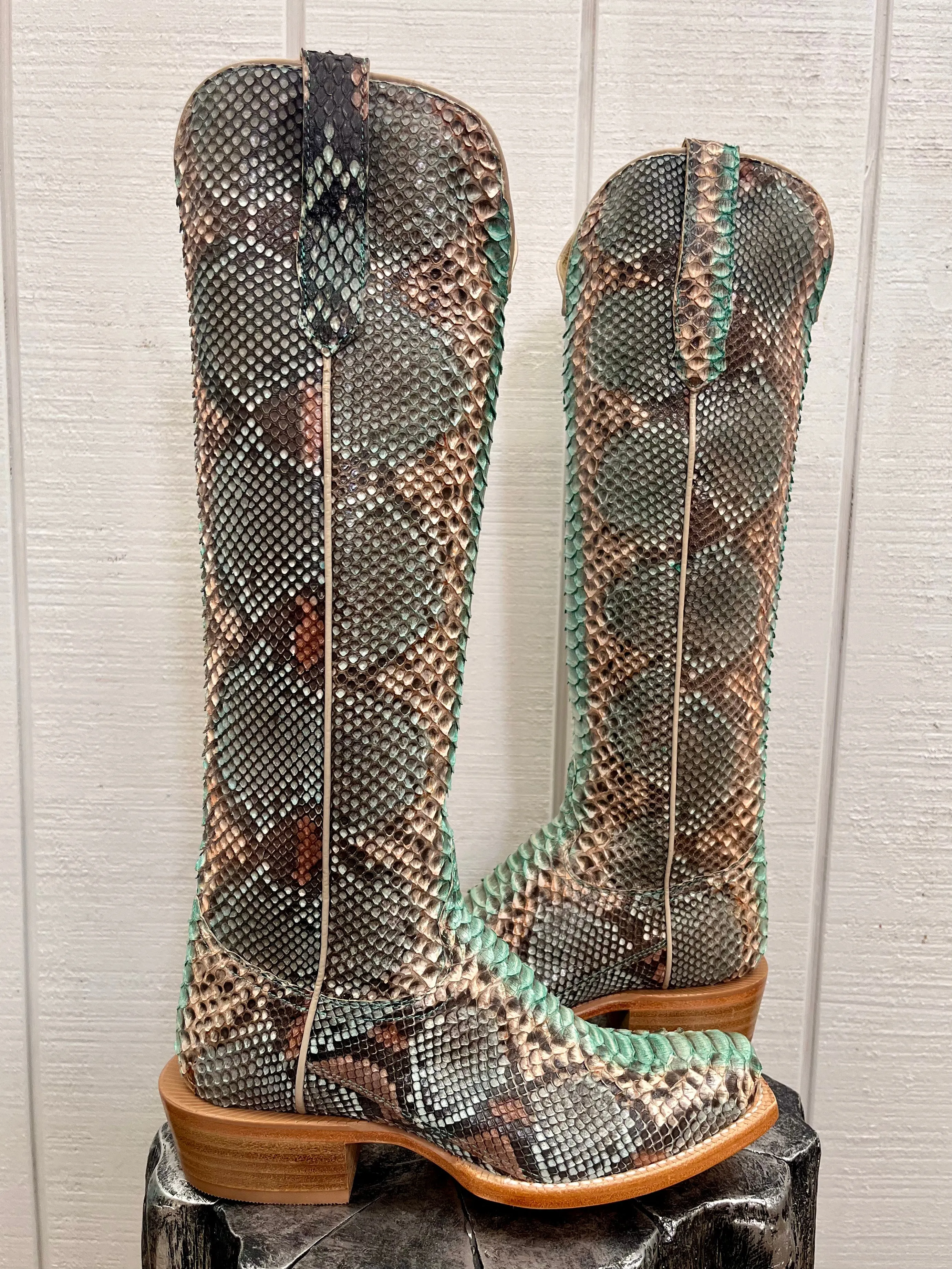 R. Watson Teal & Copper 17 Python Cowgirl Boots RWL7214