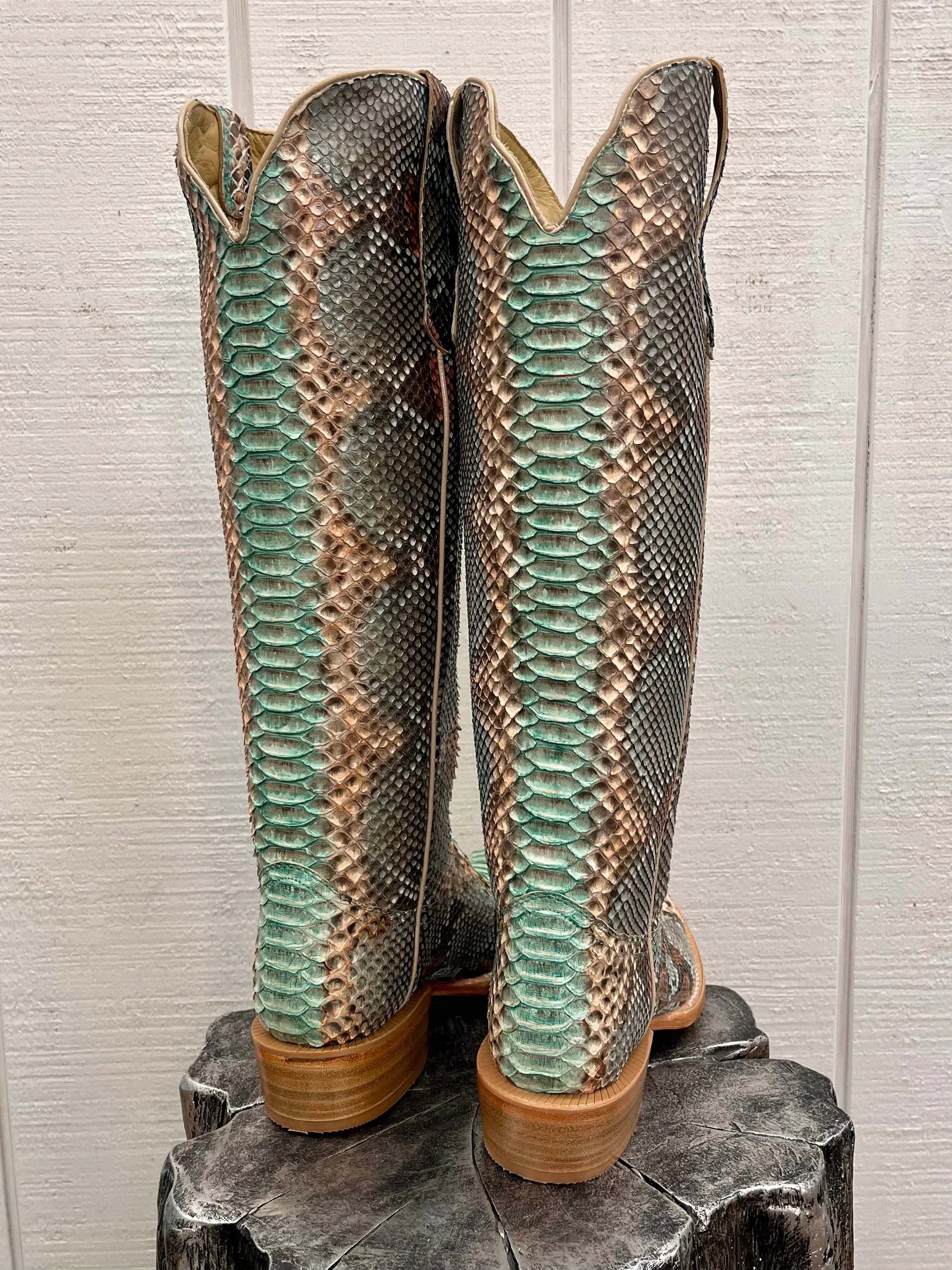 R. Watson Teal & Copper 17 Python Cowgirl Boots RWL7214