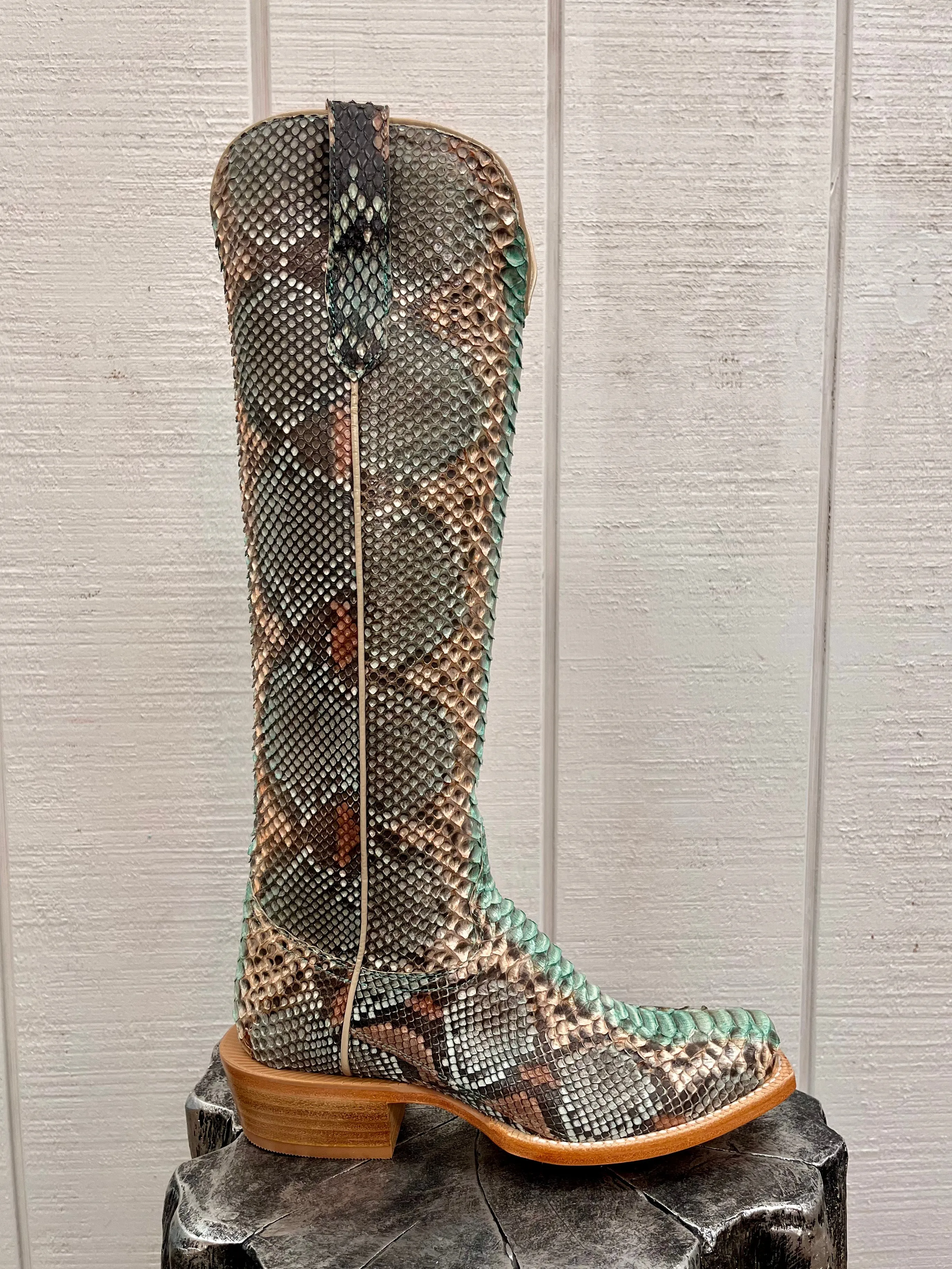 R. Watson Teal & Copper 17 Python Cowgirl Boots RWL7214