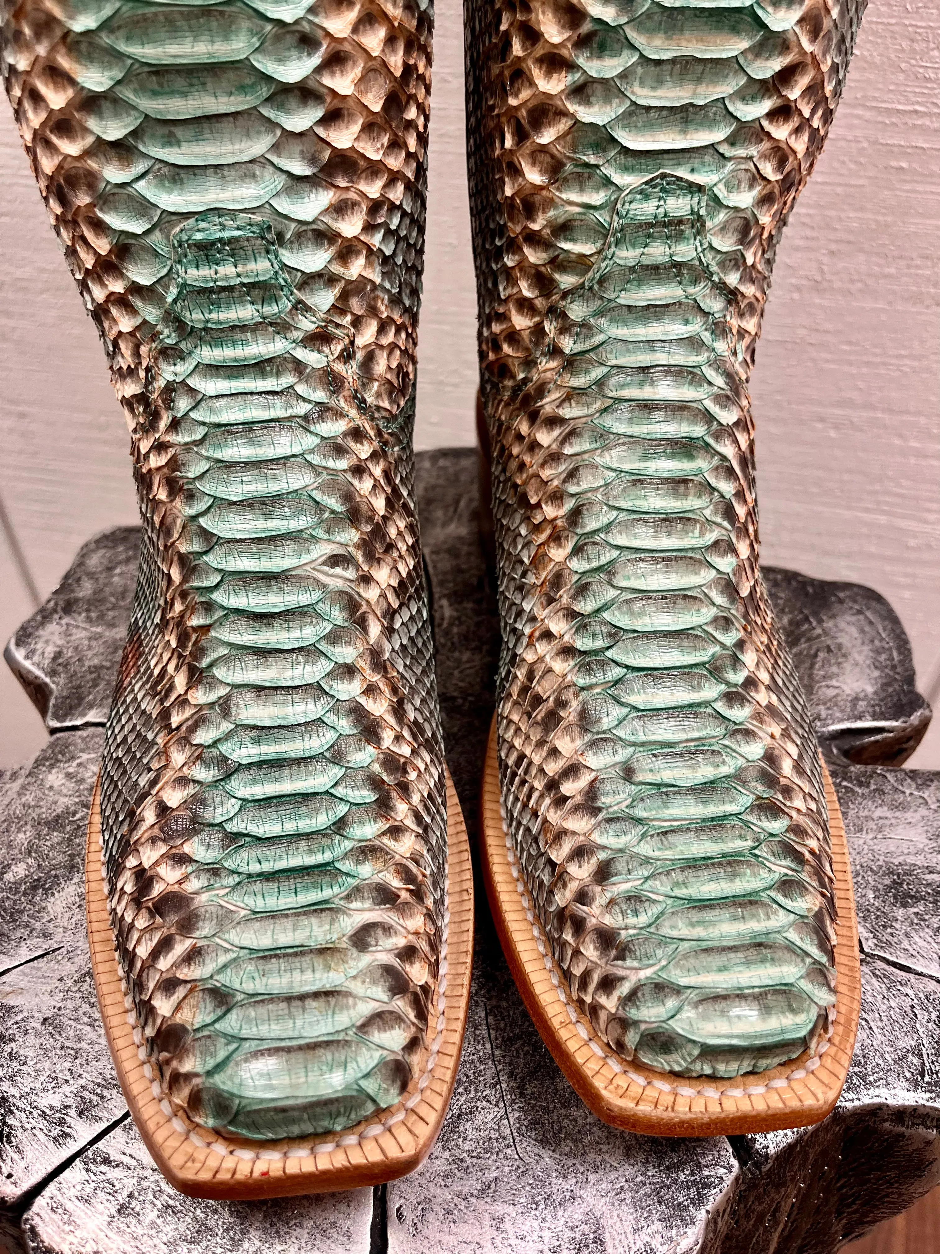 R. Watson Teal & Copper 17 Python Cowgirl Boots RWL7214