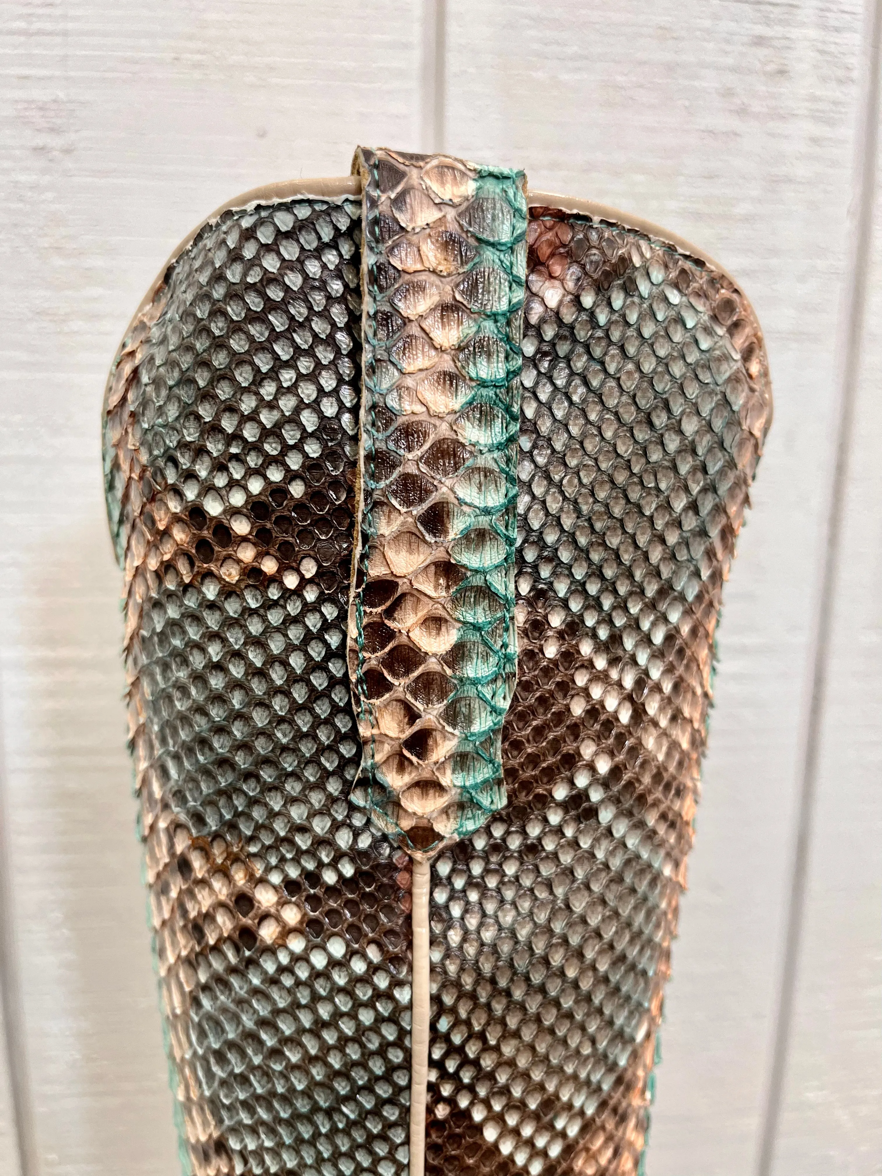 R. Watson Teal & Copper 17 Python Cowgirl Boots RWL7214