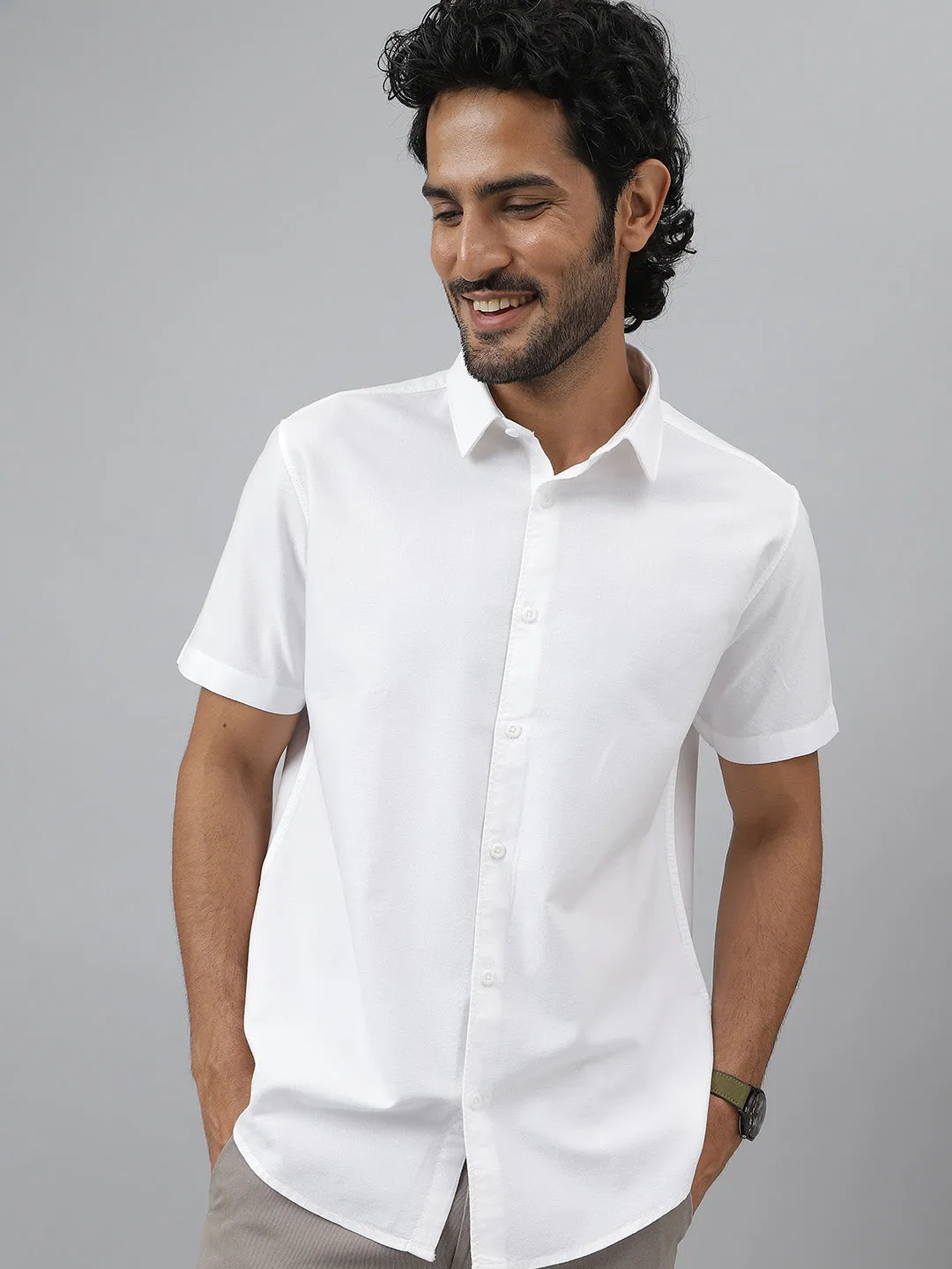 Regular Collar Grainy Oxford White Shirt - Breeze ( Pack of 2)