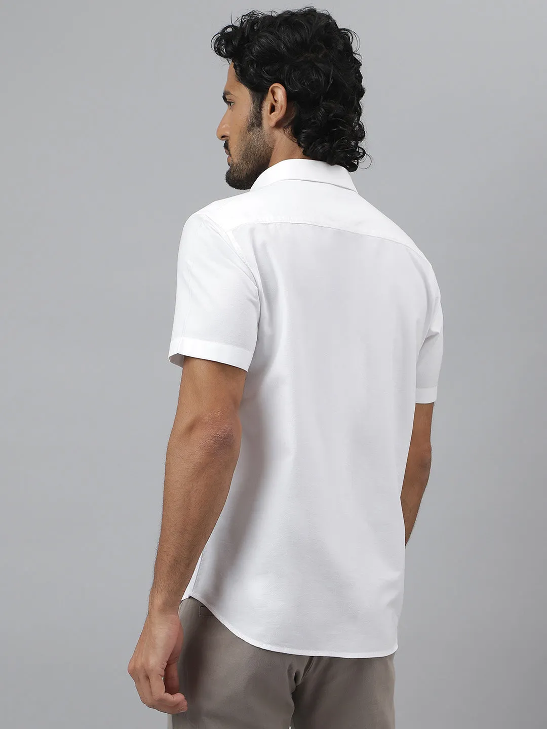 Regular Collar Grainy Oxford White Shirt - Breeze ( Pack of 2)