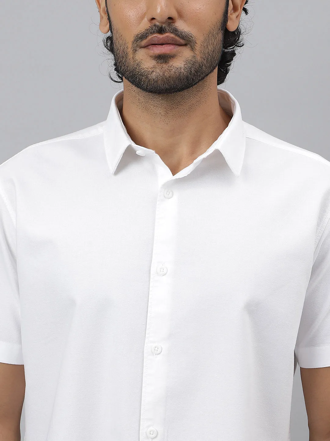 Regular Collar Grainy Oxford White Shirt - Breeze ( Pack of 2)