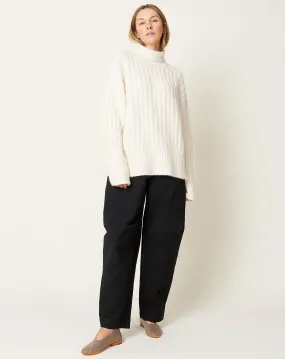 Rib Turtleneck in Raw White