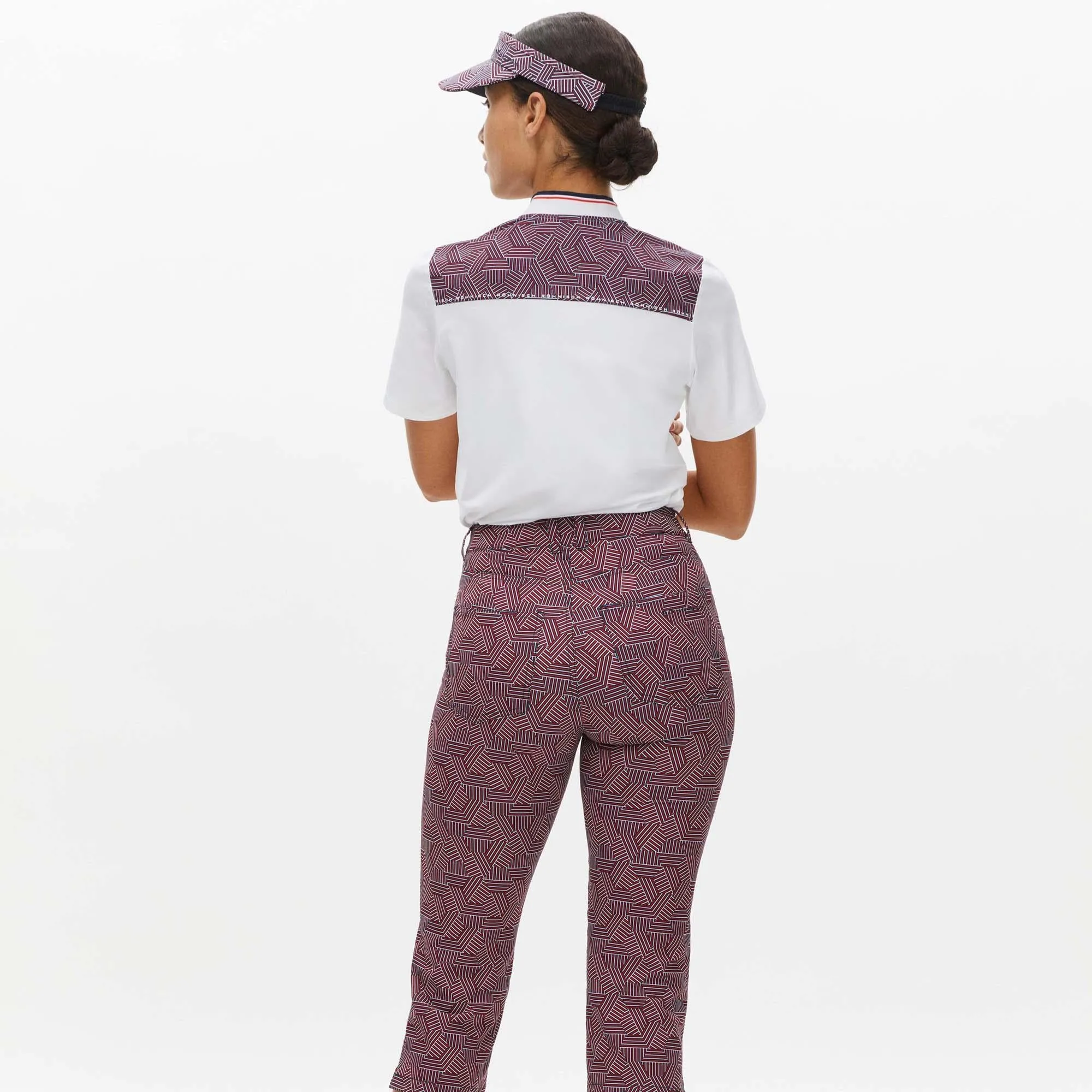 Rohnisch Chie Comfort Stretch Ladies Golf Capri Hexagon Red