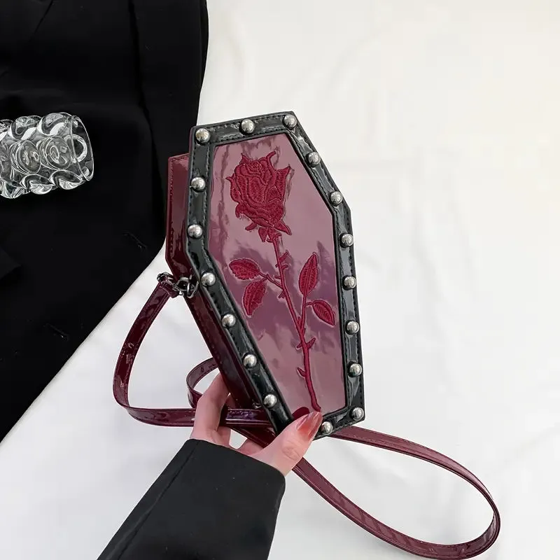 Rose Coffin Burgundy crossbody bag