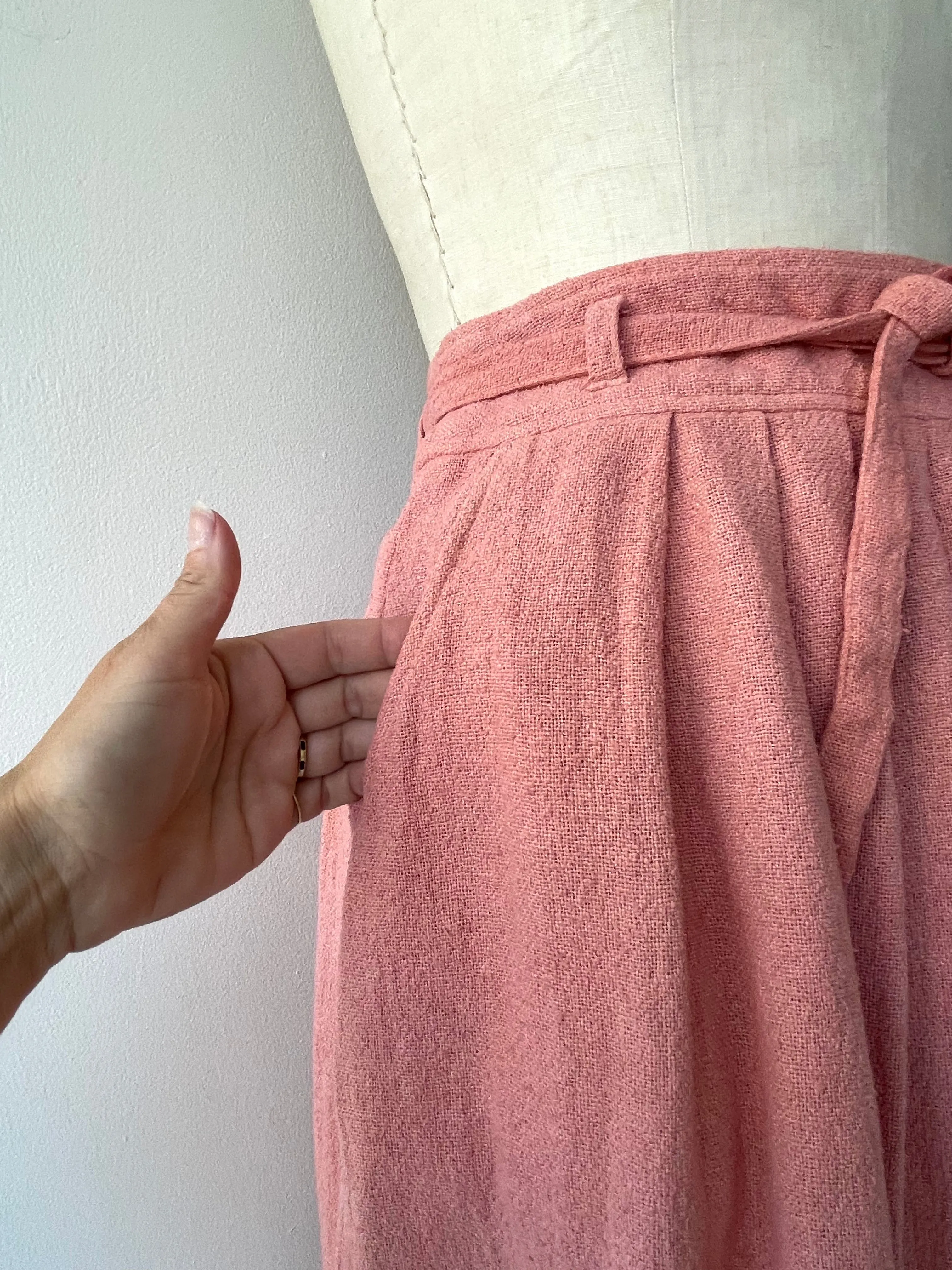 Rose Raw Silk Skirt | 1970s