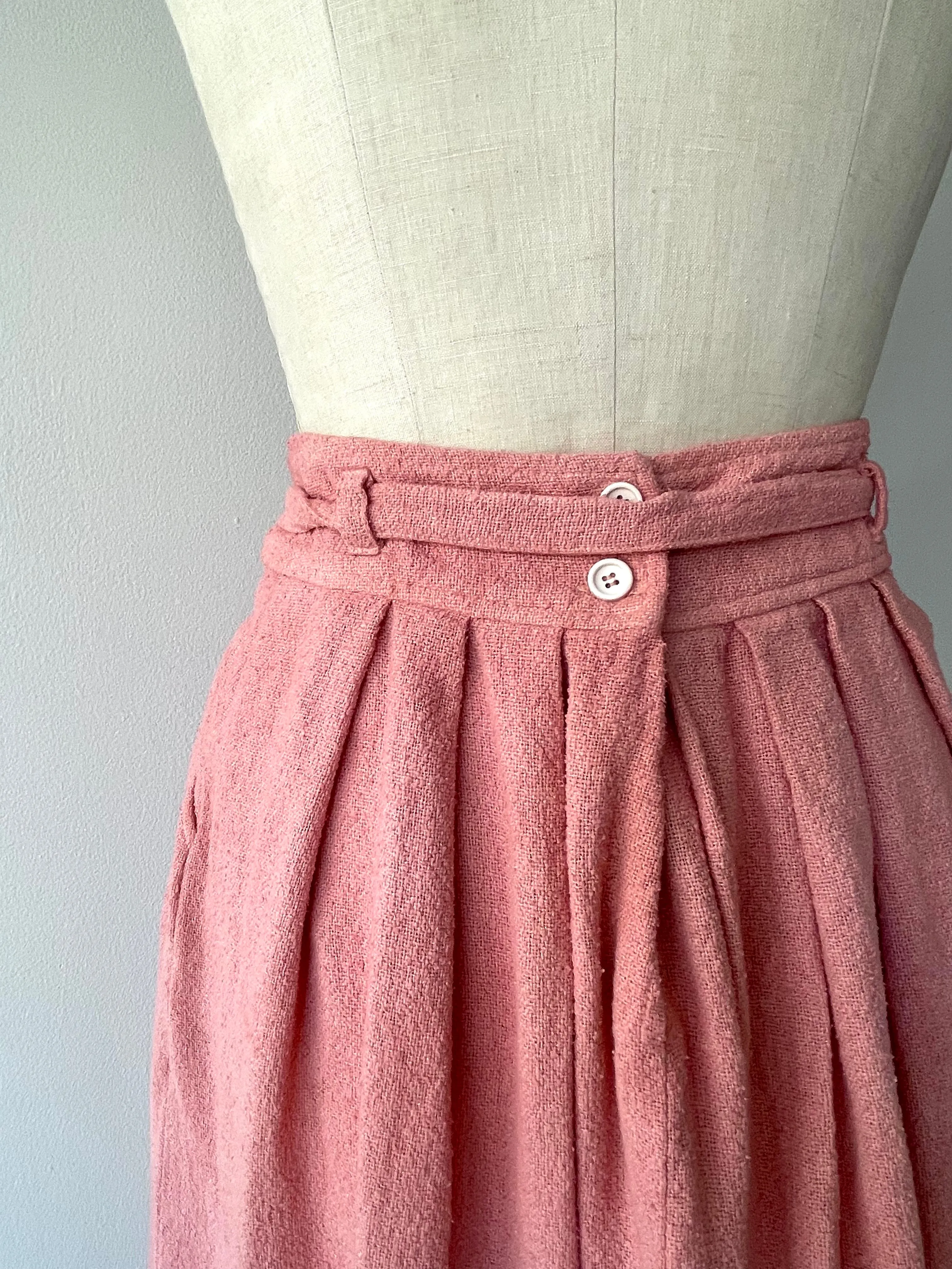 Rose Raw Silk Skirt | 1970s