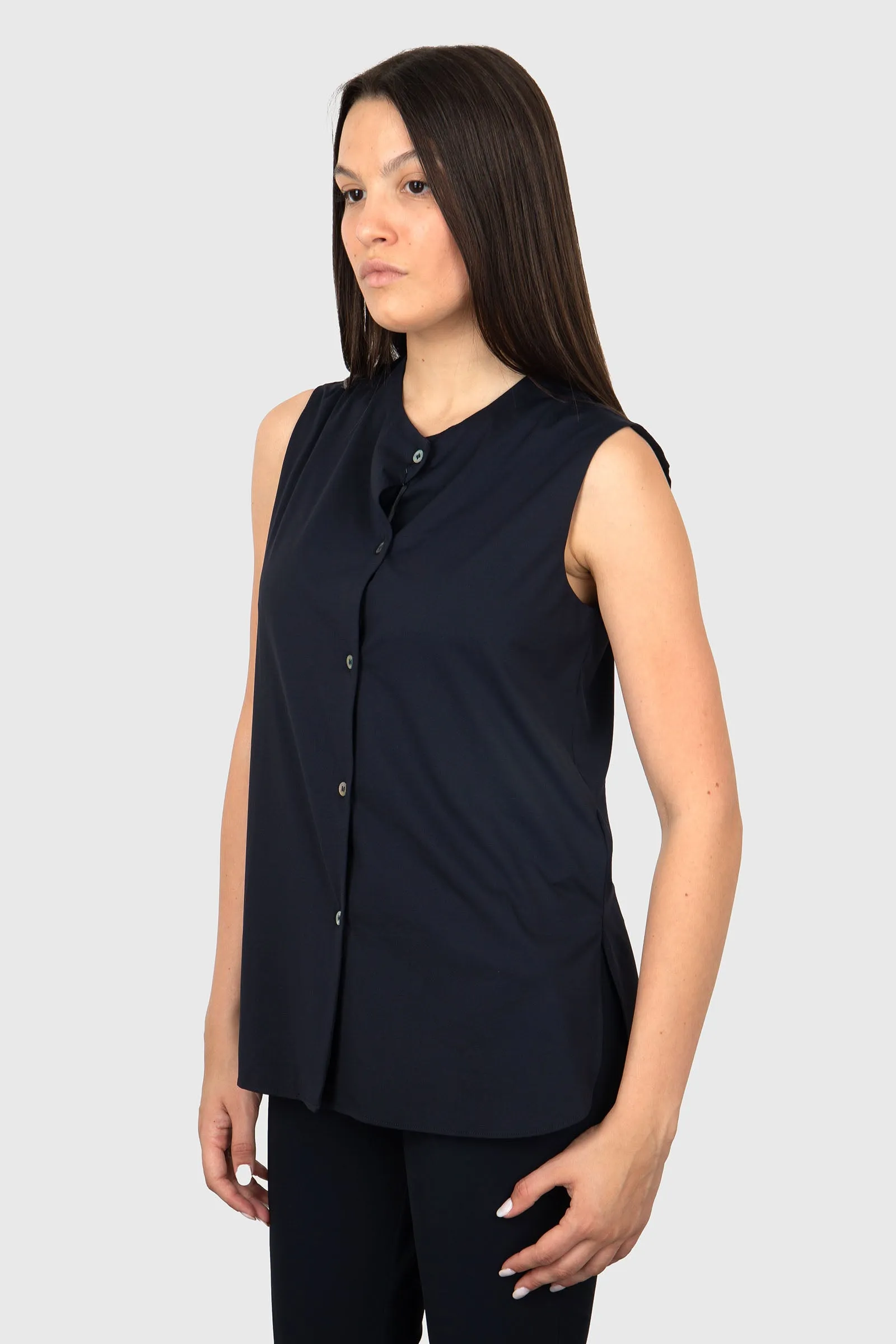 Rrd Oxford Sleeveless Wom Shirt Blu Scuro Donna