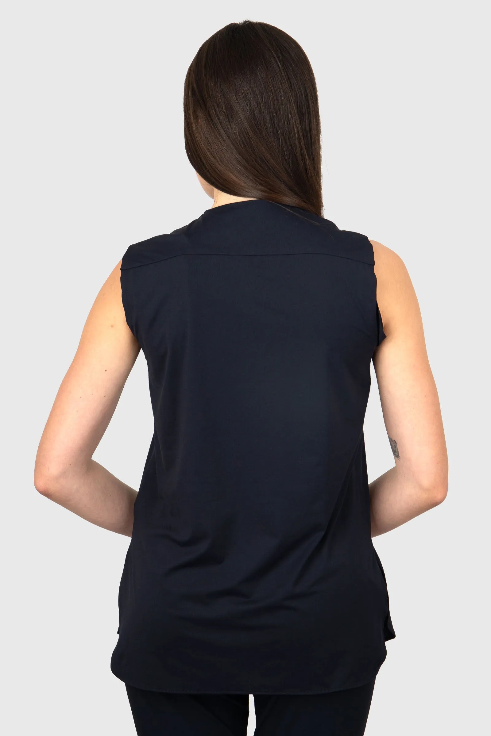 Rrd Oxford Sleeveless Wom Shirt Blu Scuro Donna